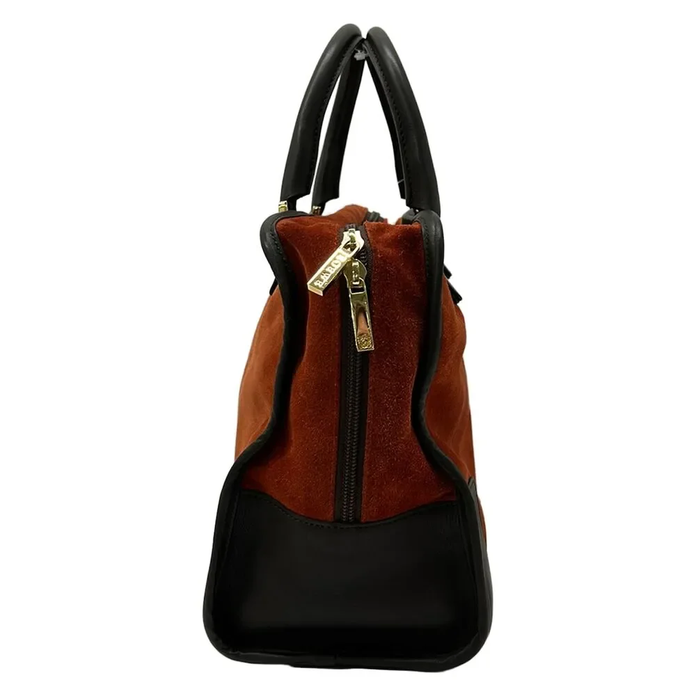 Loewe Amazona Handbag Brown Dark Brown Suede Leather